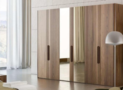 Großer Brauner Kleiderschrank Schlafzimmer Schrank mit Spiegel Schränke